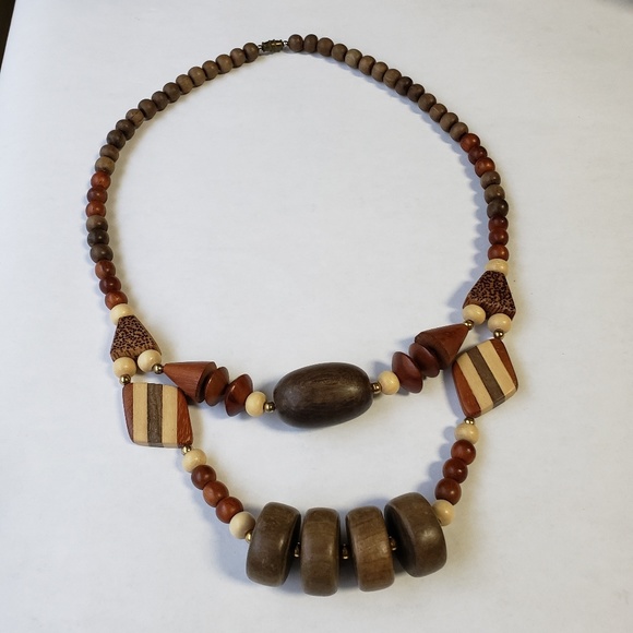 Vintage Retro Wooden Bead Necklace - Picture 1 of 5